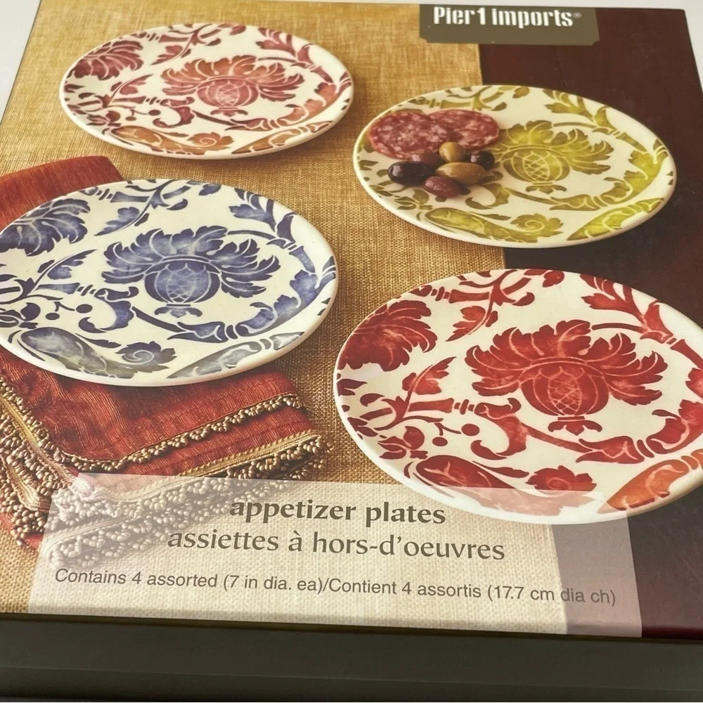 Pier 1 Imports Fall Harvest Appetizer/Dessert Plates Set Of (4) New